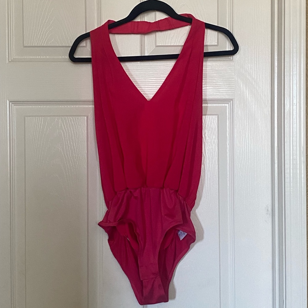 Pink halter bodysuit